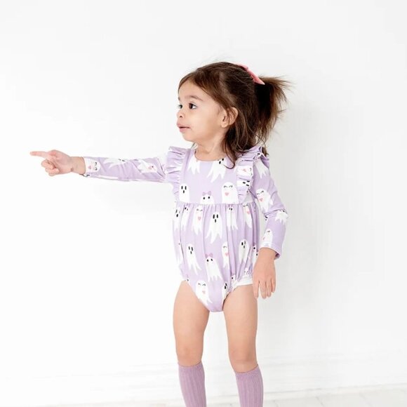 Purple Girly Ghost Leah Romper 0-3 Months - Picture 2 of 6